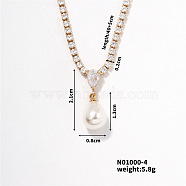 Elegant Pearl Pendant with Shiny Diamond Chain Necklace Jewelry for Women, 15.75 inch(40cm)(TF6886-4)