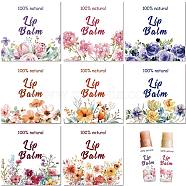 10 Sheets Paper Lip Balm Adhesive Label Stickers, Flower, 50x50mm, 8 styles/sheet(STIC-WH0026-010)