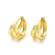 Brass Double Line Hoop Earrings for Women, Light Gold, 19x20x10.5mm, Pin: 0.8mm(EJEW-E273-03LG)