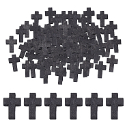 200Pcs Wood Pendants, Cross Pendants, Dyed, Lead Free, Black, 21~22x14~15x4~5mm, Hole: 1.8~2mm(WOOD-SC0001-36A)
