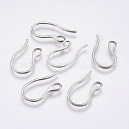 304 Stainless Steel Earring Hooks, with Horizontal Loop, Stainless Steel Color, 22.5x11.5x1mm, 18 Gauge, Hole: 2x3mm(STAS-P196-06)