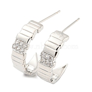 Rack Plating Brass Cubic Zirconia Arch Stud Earrings, Long-Lasting Plated, Lead Free & Cadmium Free, Platinum, 18.5x5.5mm(EJEW-K245-41P)