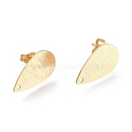 Brass Stud Earring Findings,  with Ear Nuts, Earring Backs, Teardrop, Real 18K Gold Plated, 18.5x10.3x0.7mm, Hole: 1.2mm, Pin: 0.8mm(KK-M211-02G)