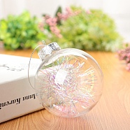 Transparent Plastic Fillable Ball Pendants Decorations, with Silk inside, Christmas Tree Hanging Ornament, Clear, 60mm(XMAS-PW0002-02A-07)