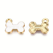 Alloy Charms, with Enamel, Cadmium Free & Lead Free, Light Gold, Bone, White, 11.5x13x2mm, Hole: 1.6mm(ENAM-S119-064D-RS)