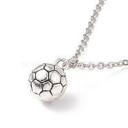 FootBall/Soccer Ball Alloy Pendant Necklace with 304 Stainless Steel Cable Chains, Sport Theme Jewelry for Men Women, Antique Silver & Stainless Steel Color, 15.75 inch(40cm)(NJEW-JN04040)