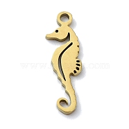 304 Stainless Steel Pendants, Laser Cut, Sea Horse Charms, Golden, 17.5x6x1mm, Hole: 1.2mm(STAS-C097-42G)