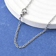 Tarnish Resistant 304 Stainless Steel Cable Chain Necklaces, with Lobster Claw Clasps, Stainless Steel Color, 17.32 inch~17.52 inch(44~44.5cm)(X-STAS-O037-120P)