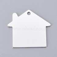 Pet Aluminium Pendants, Stamping Blank Tag, House, Silver, 35x38x1mm, Hole: 3mm(ALUM-I002-04J)