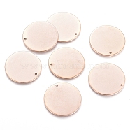 Ion Plating(IP) 304 Stainless Steel Pendants, Stamping Blank Tag, Flat Round, Rose Gold, 25x1mm, Hole: 1.4mm(STAS-I124-03A-RG)