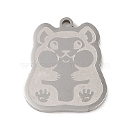 Non-Tarnish 304 Stainless Steel Pendants, Hamster Charm, Stainless Steel Color, 23.5x18.5x1.5mm, Hole: 1mm(STAS-C095-29P)