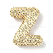 Rack Plating Brass Micro Pave Cubic Zirconia Pendants, Real 18K Gold Plated, Lead Free & Cadmium Free, Letter, Letter Z, 23x19x6.5mm, Hole: 4x2.5mm(KK-Q790-01Z-G)