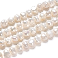 Natural Cultured Freshwater Pearl Beads Strands, Two Sides Polished, Nuggets, Antique White, 6~8x4.5~6x5~6.5mm, Hole: 0.6mm, about 21~22pcs/strand, 6.50 inch(16.5cm)(X-PEAR-I004-08A)