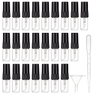 Perfume Dispensing Kits, including 40Pcs Glass Sample Perfume Spray Bottles, with 10Pcs 2ml Disposable Plastic Dropper & 4Pcs Funnel Hopper, Black & Clear, Bottle: 1.4x5cm, Capacity: 2ml(0.07fl. oz)(MRMJ-BC0003-31A)
