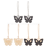 ANATTASOUL 3 Pair 3 Color Enamel Butterfly with Skull Hoop Earrings, Alloy Jewelry for Women, Mixed Color, 58mm, Pin: 0.8mm, 1 Pair/color(EJEW-AN0002-46)
