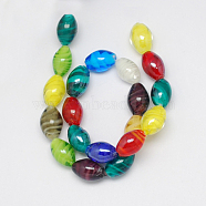 Handmade Lampwork Beads, Pearlized, Oval, Mixed Color, 17x12mm, Hole: 1mm(LAMP-S003-5)