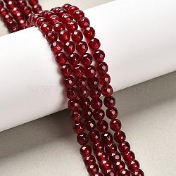 Natural Malaysia Jade Bead Strands, Imitation Ruby, Round, Dyed, Faceted, Dark Red, 6mm, Hole: 0.8mm, about 63pcs/strand, 14.5 inch(G-A147-6mm-A09)