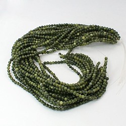 Natural Taiwan Jade Beads, Round, Olive, about 4mm in diameter, hole: 0.8mm, about 88pcs/strand, 15 inch(X-Z0NCT011)