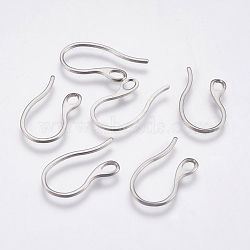 Tarnish Resistant 304 Stainless Steel Earring Hooks, with Horizontal Loop, Stainless Steel Color, 22.5x11.5x1mm, 18 Gauge, Hole: 2x3mm(STAS-P196-06)