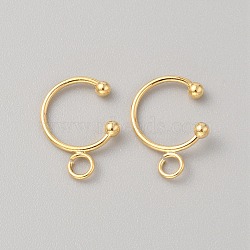 Brass Ear Cuff Findings, with Horizontal Loops, Golden, 16x12x1~2.5mm, Hole: 2.5mm, Inner Diameter: 10mm(KK-WH0079-50G)