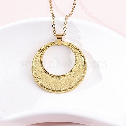 Flat Round 304 Stainless Steel Pendant Necklaces, Ion Plating(IP), Real 18K Gold Plated, 17.91 inch(45.5cm)(NJEW-M096-26G)