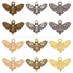 60Pcs 6 Colors Alloy Pendant, Moth, Mixed Color, 13.5x20x2mm, Hole: 1mm, 10pcs/color(FIND-GO0001-19)