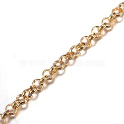 3.28 Feet Ion Plating(IP) 304 Stainless Steel Rolo Chains, Belcher Chain, Unwelded, for Jewelry Making, Golden, 3x1mm(X-CHS-P002-01G-1MM)