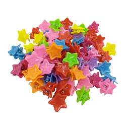 Kids Hair Accessories, Plastic Claw Hair Clips, Star, Mixed Color, 18x18mm, about 100pcs/bag(OHAR-S197-007G)