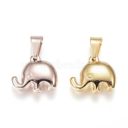 304 Stainless Steel Charms, Elephant, Mixed Color, 17x20x5mm, Hole: 7x3.5mm(STAS-H330-38)