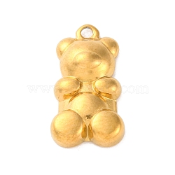 304 Stainless Steel Pendants, Bear Charm, Real 18K Gold Plated, 19x10.5x4mm, Hole: 1.6mm(STAS-M072-02G)