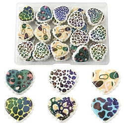 30Pcs Rainbow Iridescent Printed Opaque Acrylic Beads, Mixed Styles, Heart, 19.5x23x6mm, Hole: 2.5mm(OACR-FS0002-58A-01)
