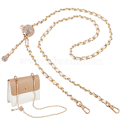WADORN 1Pc PU Leather Adjustable Bag Straps, with Zinc Alloy Chain & Swivel Clasps, White, 117x0.7cm(FIND-WR0009-67A)