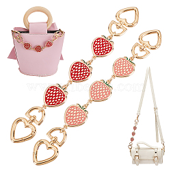 2Pcs 2 Colors Alloy Enamel Strawberry Link Bag Strap Extenders Sets, with Heart Shaped Spring Gate Ring, Mixed Color, 21cm, 1pc/color(FIND-OC0002-67)