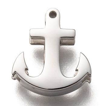 304 Stainless Steel Slide Charms, Anchor, Stainless Steel Color, 12x10.5x3.5mm, Hole: 8x1.5mm