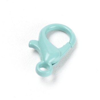 Baking Painted Alloy Lobster Claw Clasps, Pale Turquoise, 12x6.5x3.5mm, Hole: 1.4mm, about 20pcs/bag