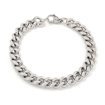 Non-Tarnish 201 Stainless Steel Cuban Link Chain Bracelets for Women and Men, Stainless Steel Color, 8-1/8 inch(20.5cm)