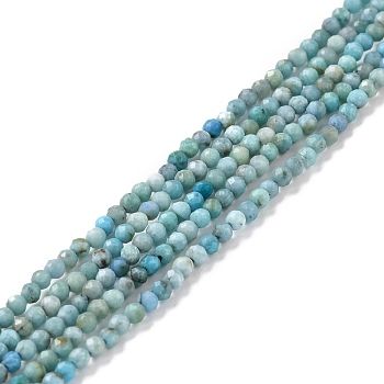 Natural Blue Opal Beads Strands, Faceted, Round, Grade AA, 2mm, Hole: 0.5mm, about 192pcs/strand, 15.47''(39.3cm)