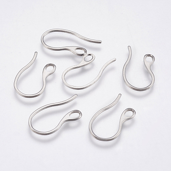 304 Stainless Steel Earring Hooks, with Horizontal Loop, Stainless Steel Color, 22.5x11.5x1mm, 18 Gauge, Hole: 2x3mm