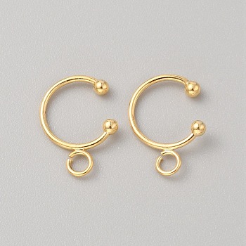Brass Ear Cuff Findings, with Horizontal Loops, Golden, 16x12x1~2.5mm, Hole: 2.5mm, Inner Diameter: 10mm