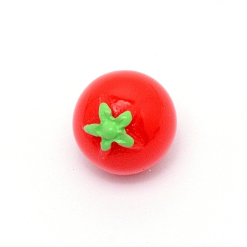 Resin Beads, Imitation Food, No Hole, Tomato, Orange Red, 13.5x12.5x12.5mm
