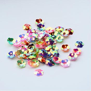 Ornament Accessories Disc Plastic Paillette Beads, Sequins Beads, Flower, Mixed Color, 6x2mm, Hole: 1.5mm, about 30000pcs/500g
