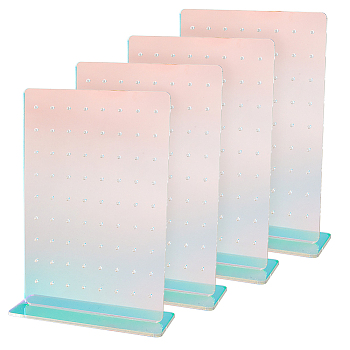 Acrylic Earring Display Stands, with Pedestal, Rectangle, Colorful, Finished Product: 5x13x18.1cm, about 2pcs/set
