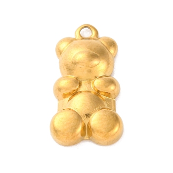 304 Stainless Steel Pendants, Bear Charm, Real 18K Gold Plated, 19x10.5x4mm, Hole: 1.6mm