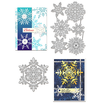 Christmas Snowflake Carbon Steel Cutting Dies Stencils, for DIY Scrapbooking, Photo Album, Decorative Embossing Paper Card, Stainless Steel Color, 98~116x113~177x0.8mm