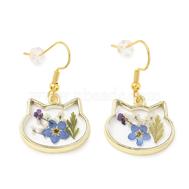 Alloy & Dried Flower Dangle Earrings(EJEW-Z169-01G-01)-2