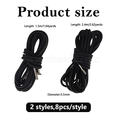 4pcs 2 Sizes Polyester Elastic Cords with Metal Cord End(OCOR-WH0063-116)-2
