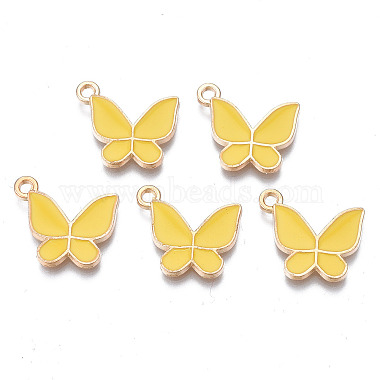 Light Gold Yellow Butterfly Alloy+Enamel Pendants