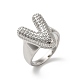 Letter Brass Micro Pave Clear Cubic Zirconia Open Cuff Ring for Women(RJEW-N046-03V-P)-1