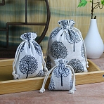 Burlap Packing Pouches, Drawstring Bags, for Presents, Party Favor Gift Bags, Tree, 14x10cm(PW-WG66823-02)
