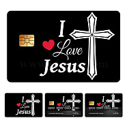 Plastic Waterproof Card Stickers, Self-adhesion Card Skin for Bank Card Decor, Rectangle, Cross, 140x190mm(STIC-WH0032-367)